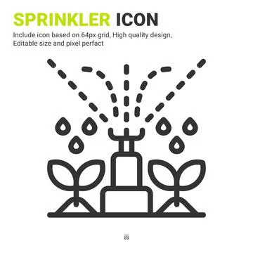 Sprinkler icon vector with outline style isolated on white background Stock Illustration
