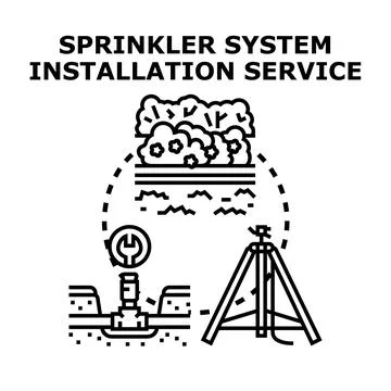 Sprinkler system installation service concept vector Stock Illustration