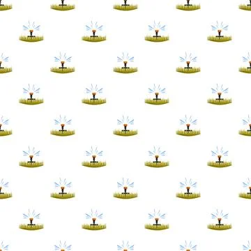 Sprinkler watering lawn seamless pattern background Stock Illustration