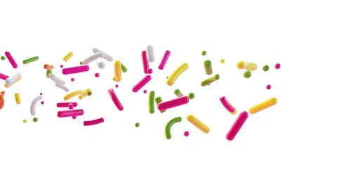 Sprinkles coming from left side 3d illustration isolated on White background Stock Illustration