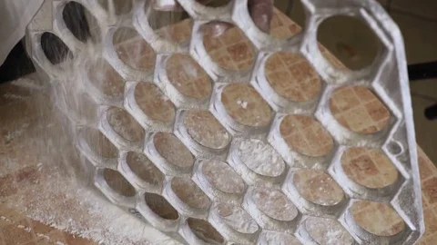 Sprinkles a flour dumpling mold hd 스톡 동영상 80044580