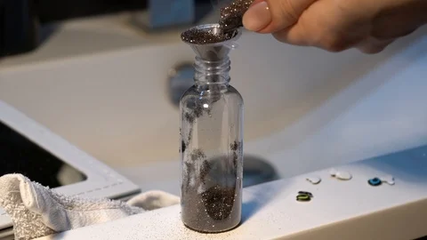 Sprinkles glitter in a jar closeup Video stock 122515196