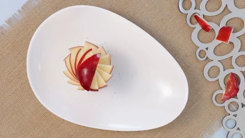 Sprinkling Apple Stairs Stock Footage 87650291