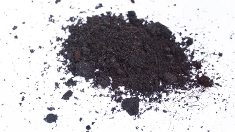 Sprinkling black soil on white background Vidéo 157645722