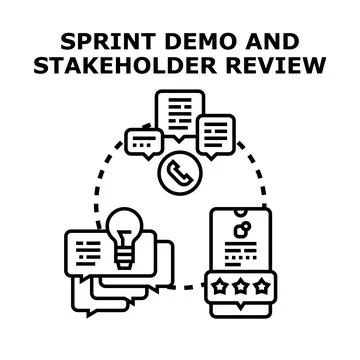 Sprint demo presenting development results for stakeholder review Stock Illustration