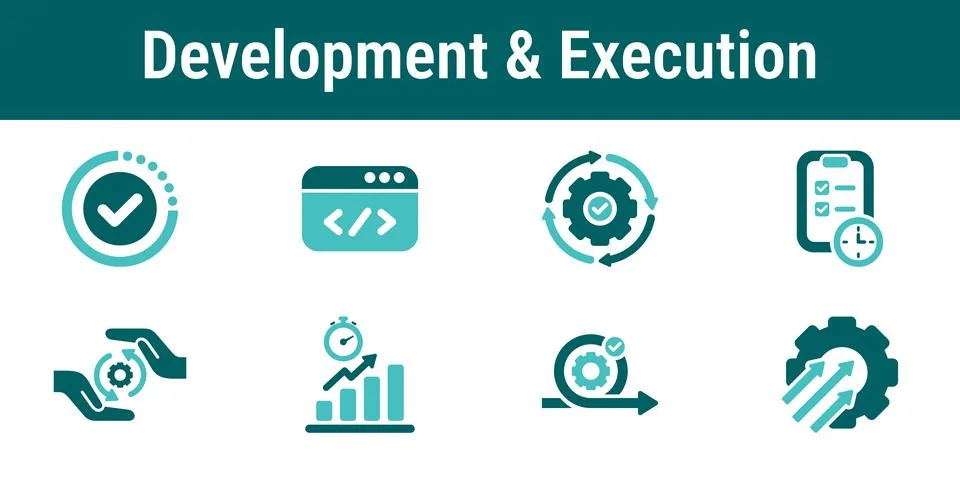 Sprint Development and Execution Icons Illustrazione stock