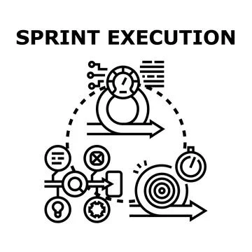 Sprint execution agile development process methodology icon Stock Illustration