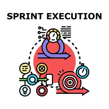 Sprint execution agile development process methodology icon Stock Illustration
