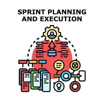 Sprint planning execution agile development scrum methodology Stock Illustration