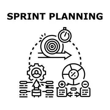 Sprint planning process creating agile development workflow Illustrazione stock