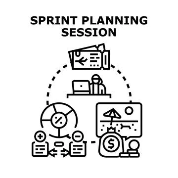 Sprint planning session for project management and development 스톡 일러스트