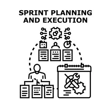 Sprint planning team executing agile project management process Stock Illustration