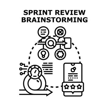 Sprint review brainstorming agile workflow process concept Illustrazione stock