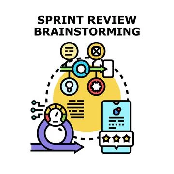 Sprint review brainstorming agile workflow process concept Stock Illustration