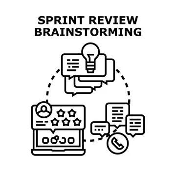 Sprint review brainstorming process creating new ideas イラスト素材