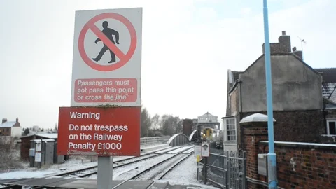 Sprinter diesel class 158 train crossing swing bridge river ouse,selby uk Stock Footage 89575138