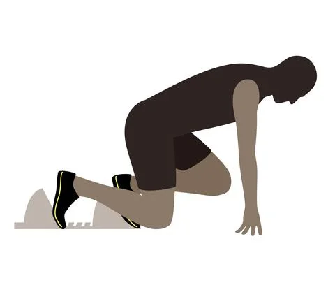 Sprinter getting ready to start running vector illustration 스톡 일러스트