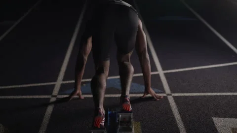 Sprinter Getting Set and Starting a Race Stock Footage 208743320