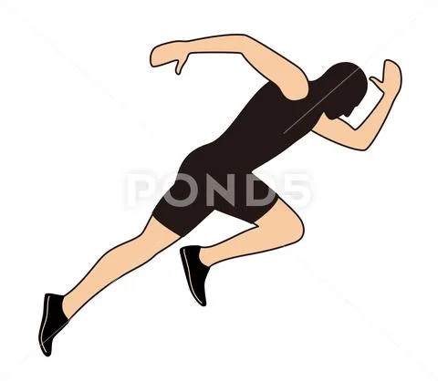 Sprinter leaving on the running track, explosive start, vector ...
