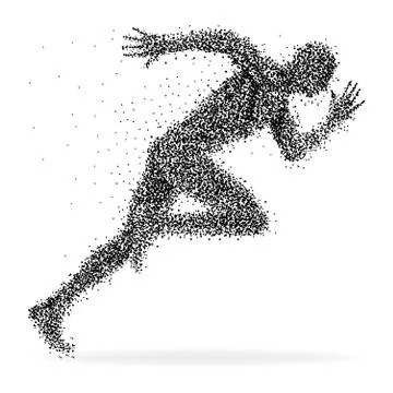 A sprinter made from dots isolated on white Stock Illustration