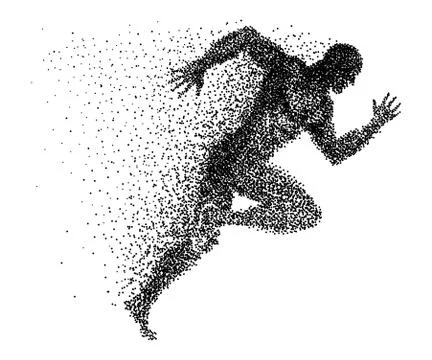 A sprinter made from small dots Stock Illustration