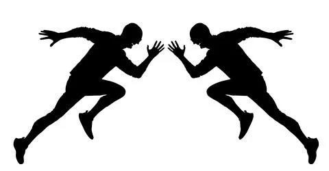 Sprinter runner in race vector silhouette illustration isolated Illustrazione stock