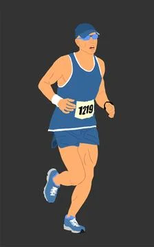 Sprinter runner vector illustration isolated on black background. イラスト素材