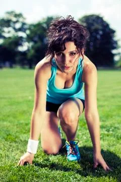 Sprinter start position Stock Photos