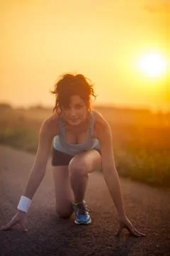 Sprinter start position Stock Photos