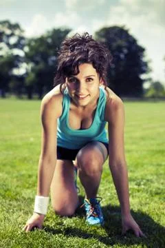 Sprinter start position Stock Photos