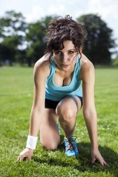 Sprinter start position Stock Photos