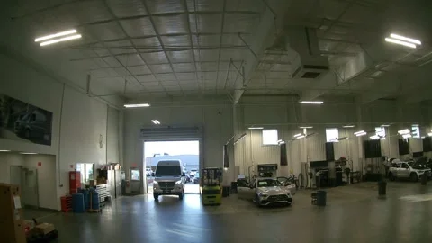Sprinter Van Comes Into Workshop At Mercedes-Benz Car Dealership Stock Footage 269577706