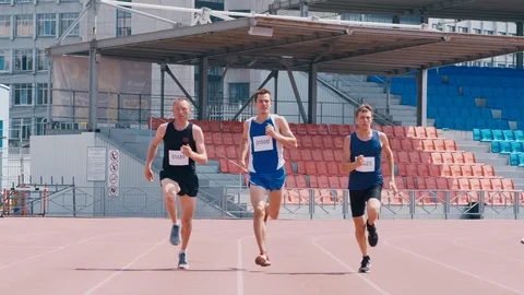 Sprinters training at stadium Stock Footage 113463657