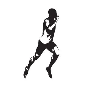 Sprinting runner, isolated vector silhouette. Run, side view 스톡 일러스트