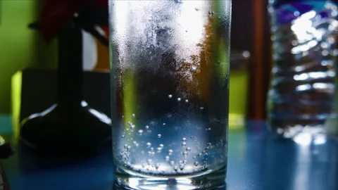 Sprite cold drink in a glass with bubbles going up, chilled soda cold drink Stock Footage 247814039