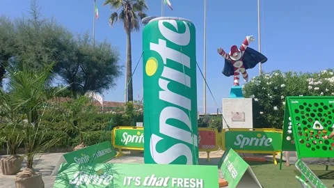 Sprite inflatable Radio Deejay beach event Viareggio Italy July 11 2026 Stock Footage 339272762