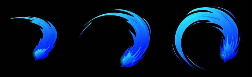 A sprite sheet for a blue sword attack, ice strike, blue flame, or whatever Stock Illustration