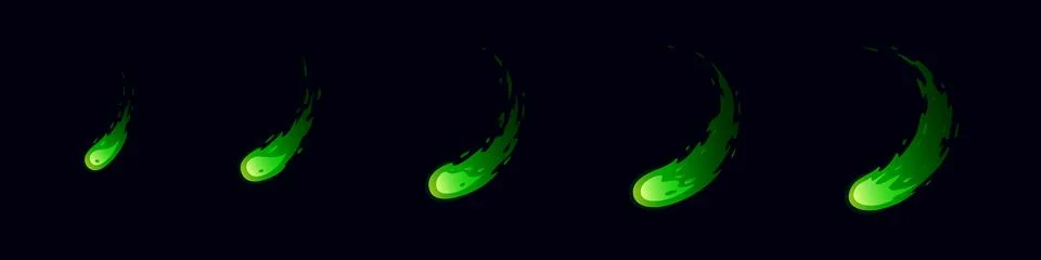 Sprite sheet fire sword attack; fire green strike Circle flame Stock Illustration