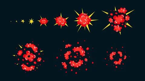 Sprite sheet of a flat explosion. Animation for cartoon or game Stock Illustration