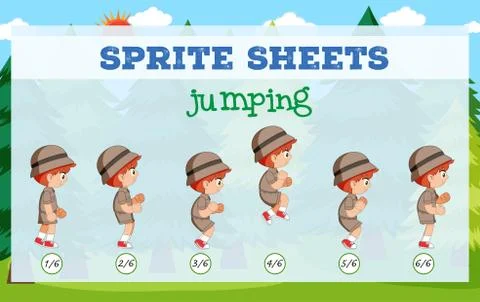 Sprite sheet jumping template Stock Illustration