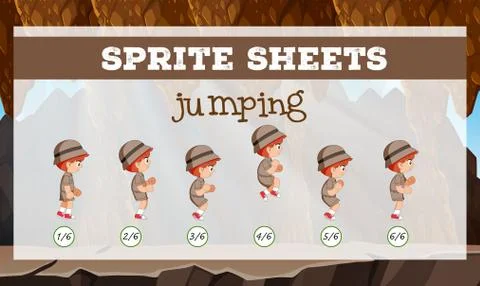 Sprite sheet jumping template Stock Illustration