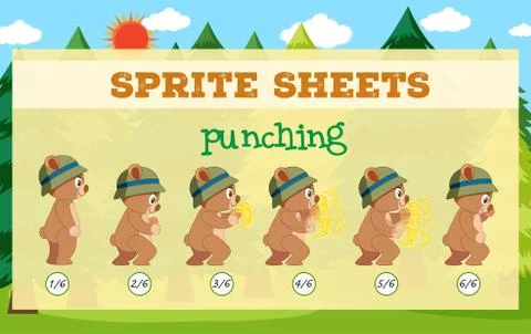 A sprite sheet punching game template Stock Illustration