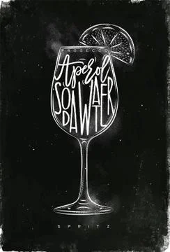 Spritz cocktail chalk Stock Illustration