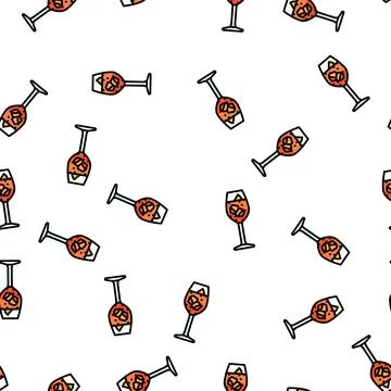 Spritz cocktail glass drink vector seamless pattern Stock Illustration