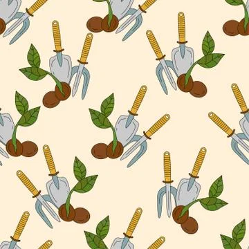 Sprout and garden tools Stock Illustration
