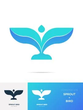 Sprout Bird ; template with object combination description Stock Illustration