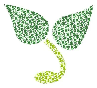 Sprout Collage of Dollar and Dots Stock Illustration