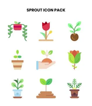 Sprout Flat Design Icons Pack Stock Illustration