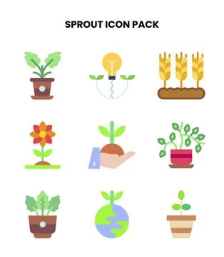 Sprout Flat Vector Icons Pack Illustrazione stock