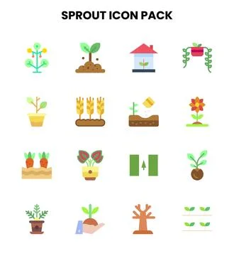 Sprout Flat Vector Icons Pack Illustrazione stock